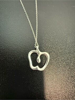 Tiffany & Co. Elsa Peretti open apple pendant necklace sterling silver with exte